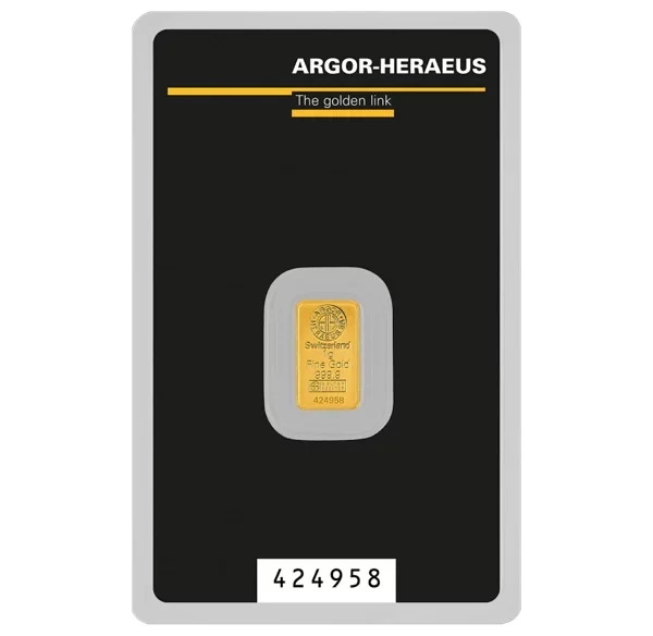 Sztabka złota 1 gram Argor-Heraeus