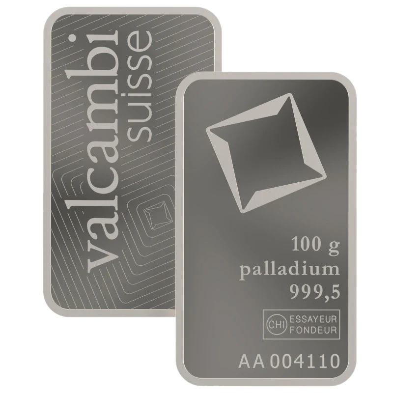 Sztabka palladu Valcambi 100 gramów