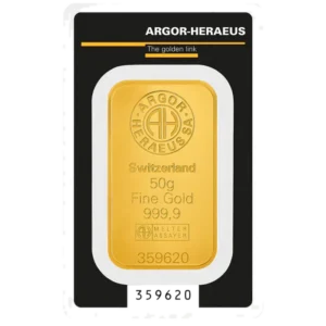 Sztabka złota Argor-Heraeus 50 gramów złota