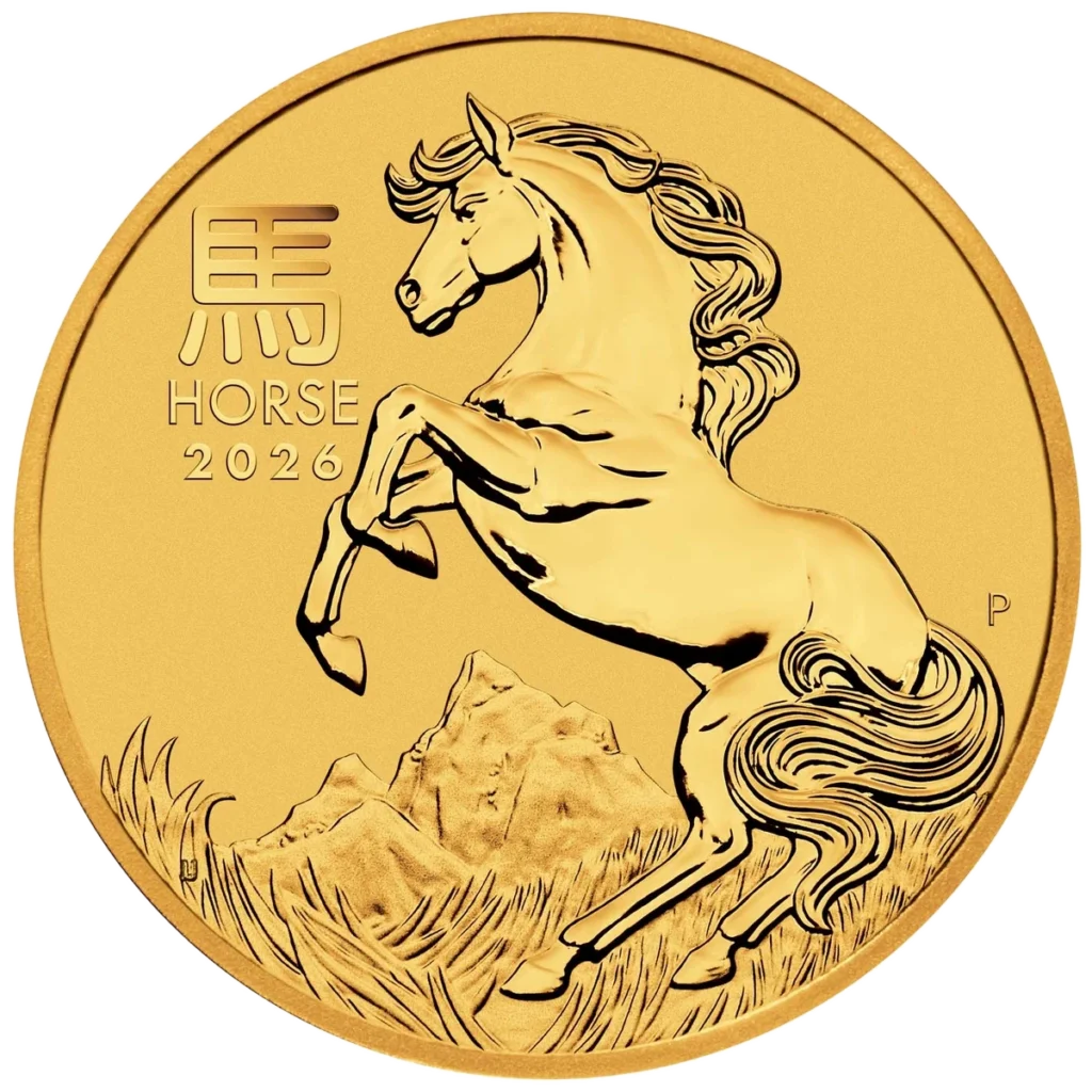 Złota moneta Lunar III Rok Konia 2026