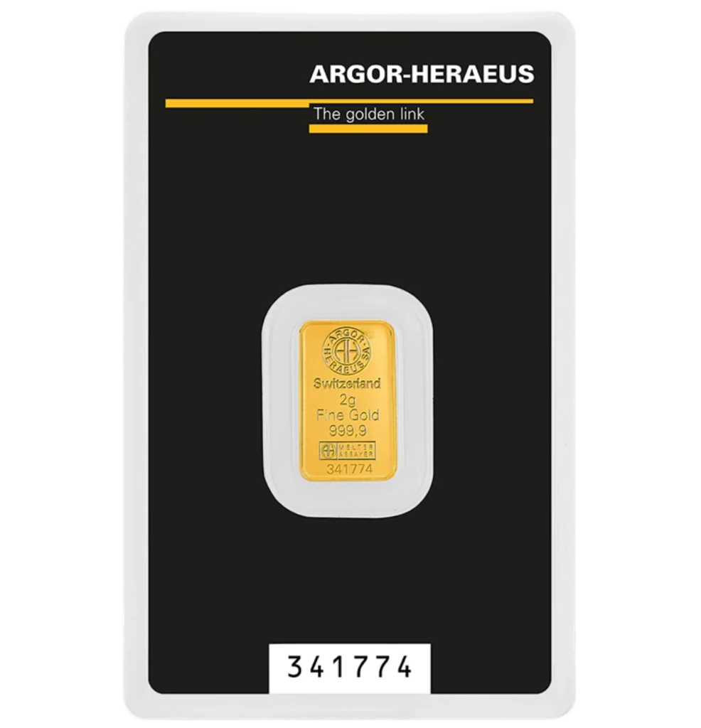 Sztabka złota Argor-Heraeus 2 gramy