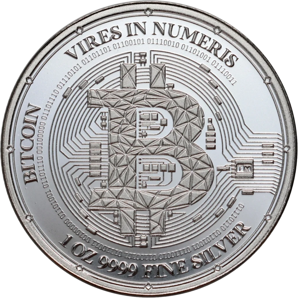 Srebrna moneta Bitcoin 2023 - 1 uncja srebra