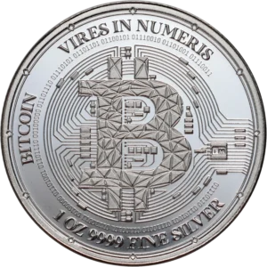 Srebrna moneta Bitcoin 2023 - 1 uncja srebra